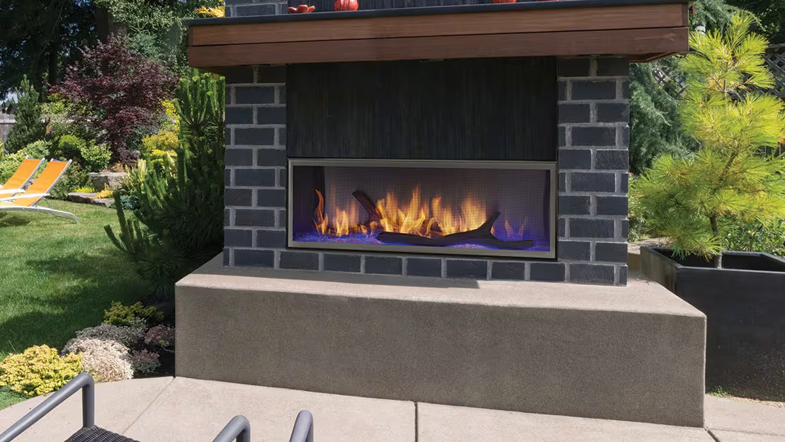 Heat And Glow Majestic Lanai 60" Outdoor Linear Gas Fireplace ODLANAIG-60-FD Fireplace Finished - Outdoor