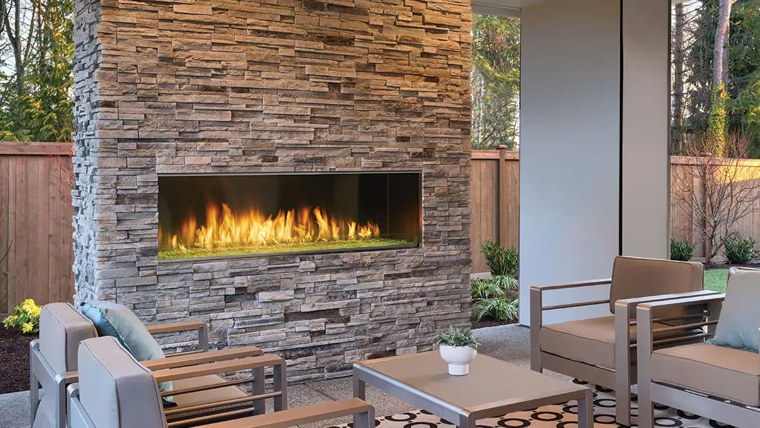 Heat And Glow Majestic Lanai 60" Outdoor Linear Gas Fireplace ODLANAIG-60-FD Fireplace Finished - Outdoor