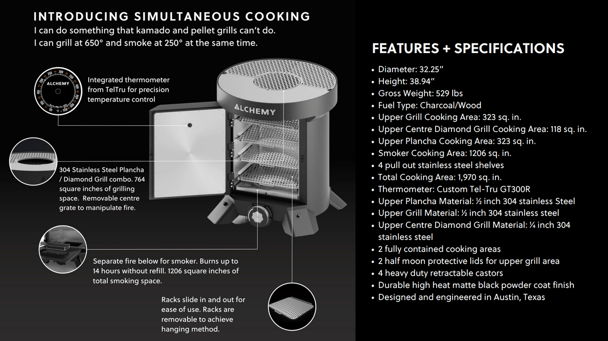 Alchemy Grills Alchemy Grill + Smoker (32") AG32GS Barbecue Finished - Charcoal
