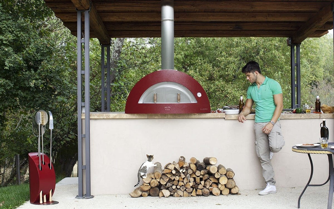 Alfa Forni Alfa Allegro Wood-Fired Pizza Oven - Antique Red (No Base) FXALLE-LROA-T Barbecue Finished - Charcoal