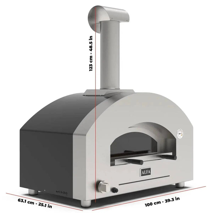 Alfa Forni Alfa Futuro 2 Pizze Gas-Fired Pizza Oven (Wrinkle Black) Barbecue Finished - Gas