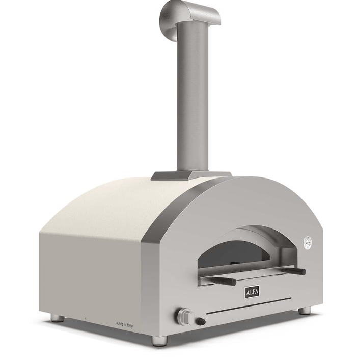 Alfa Forni Alfa Futuro 4 Pizze Gas-Fired Pizza Oven (White Stone) Barbecue Finished - Gas