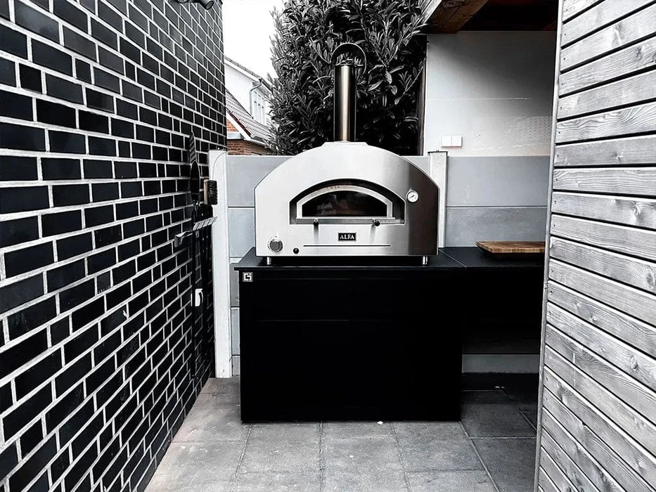 Alfa Forni Alfa Futuro 4 Pizze Gas-Fired Pizza Oven (Wrinkle Black) Barbecue Finished - Gas