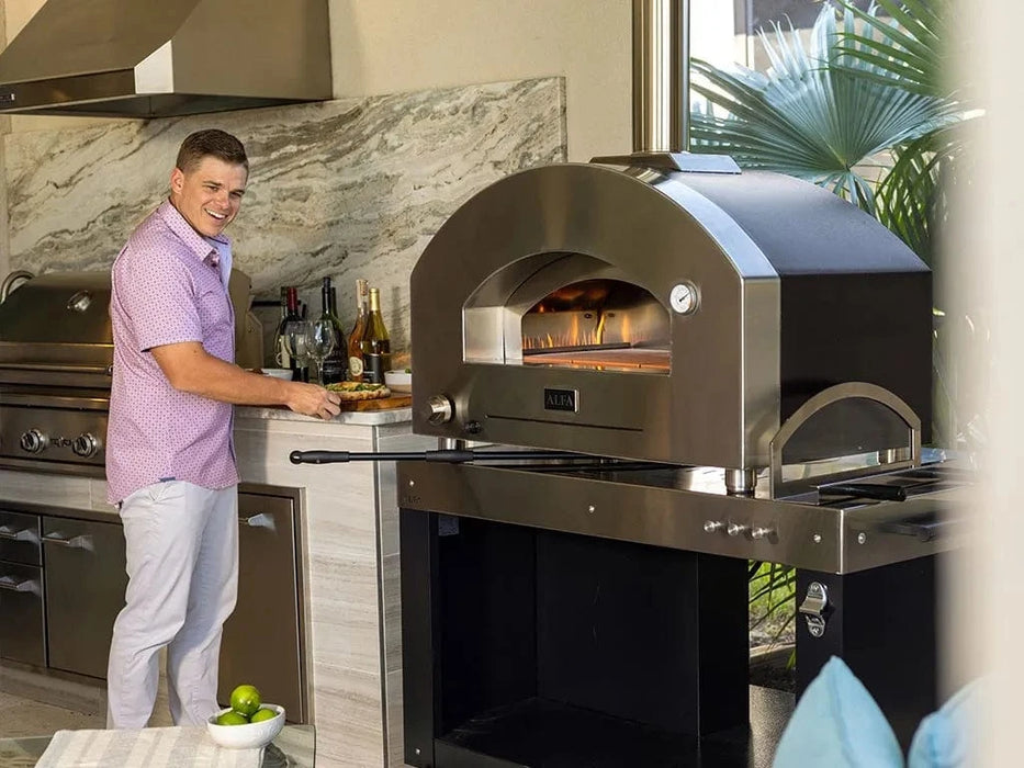 Alfa Forni Alfa Futuro 4 Pizze Gas-Fired Pizza Oven (Wrinkle Black) Barbecue Finished - Gas