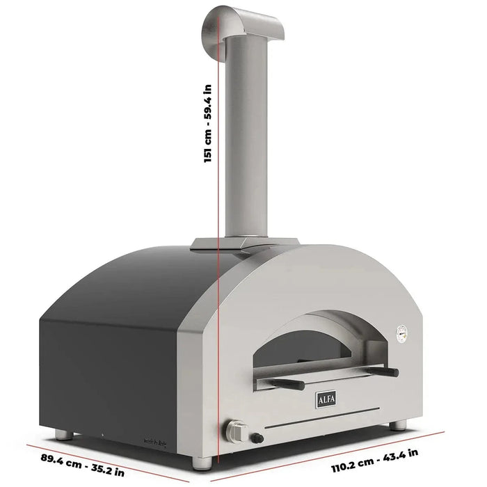 Alfa Forni Alfa Futuro 4 Pizze Gas-Fired Pizza Oven (Wrinkle Black) Barbecue Finished - Gas