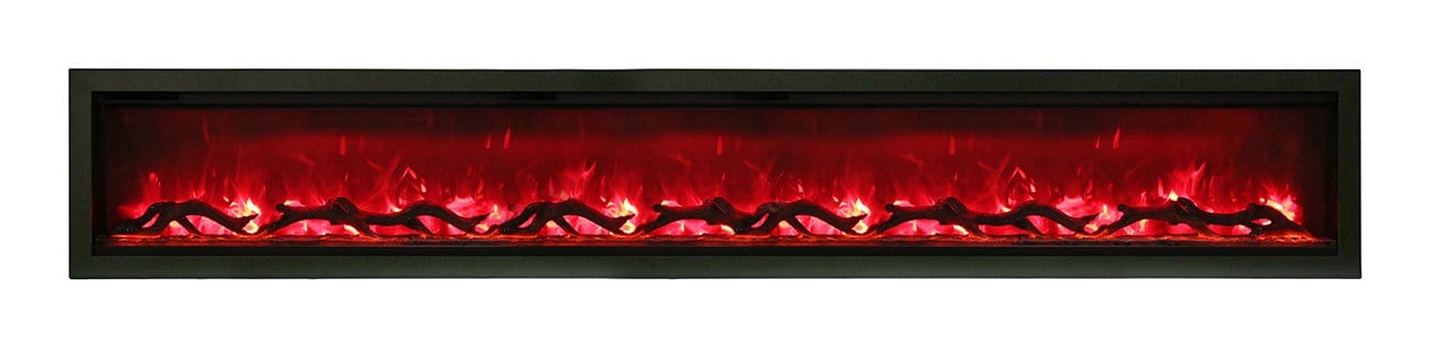 Amantii Amantii 100" Symmetry Clean Face Electric Fireplace Built-In Log & Glass w/ Surround SYM-100 Fireplace Finished - Electric