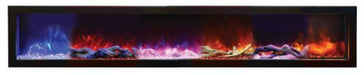 Amantii Amantii 100" Symmetry Clean Face Electric Fireplace Built-In Log & Glass w/ Surround SYM-100 Fireplace Finished - Electric