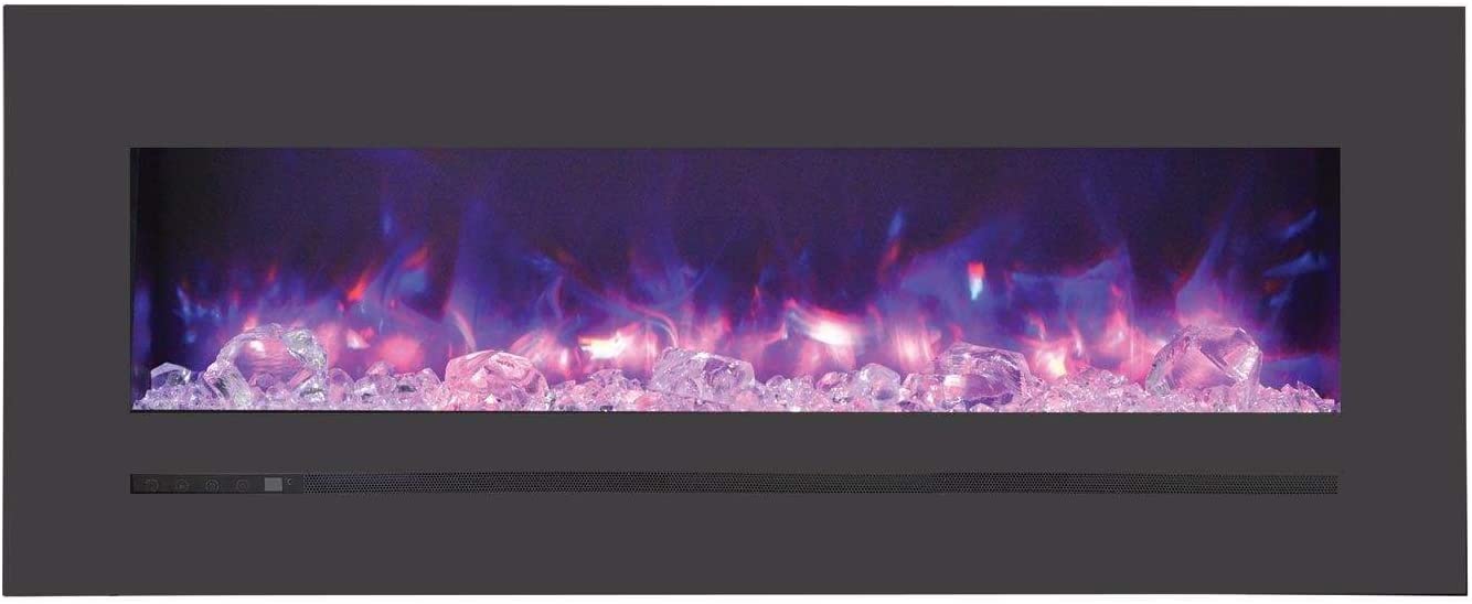 Amantii Amantii 48" Wall/Flush-Mount Linear Electric Fireplace w/ Steel Surround WM-FML-48-5523-STL Fireplace Finished - Electric