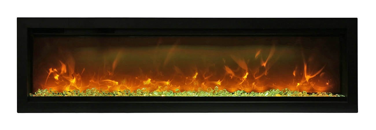 Amantii Amantii 60" Symmetry Clean Face Electric Fireplace Built-In Log & Glass w/ Surround SYM-60 Fireplace Finished - Electric