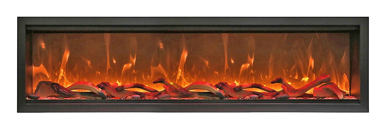 Amantii Amantii 74" Symmetry Extra Tall Clean Face Electric Fireplace Built-In Log & Glass w/ Surround SYM-74-XT Fireplace Finished - Electric