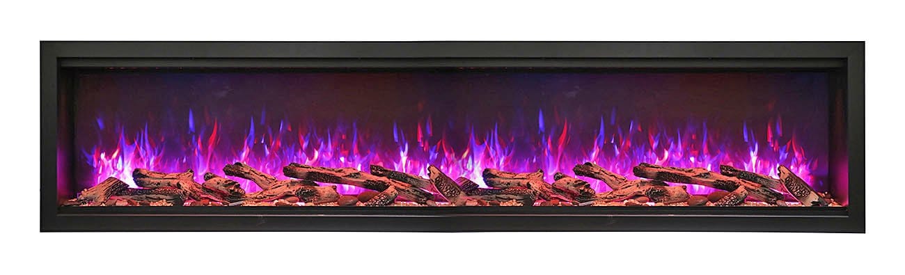 Amantii Amantii 88" Symmetry Extra Tall Clean Face Electric Fireplace Built-In Log & Glass w/ Surround SYM-88-XT Fireplace Finished - Electric