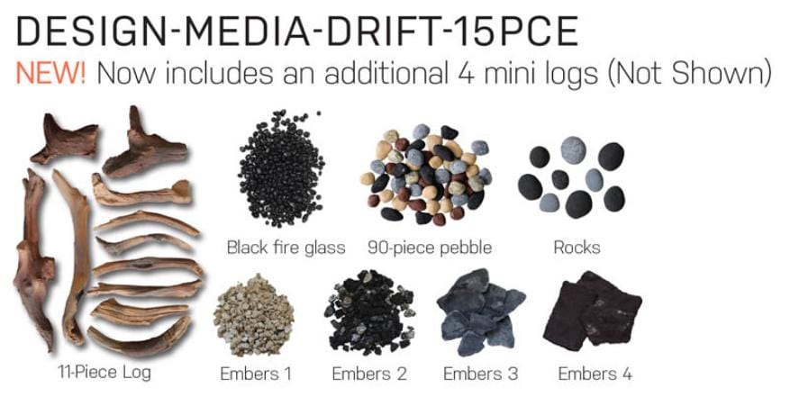 Amantii Amantii Symmetry Deluxe Decorative Media Kit Driftwood DESIGN-MEDIA-DRIFT Fireplace Accessories