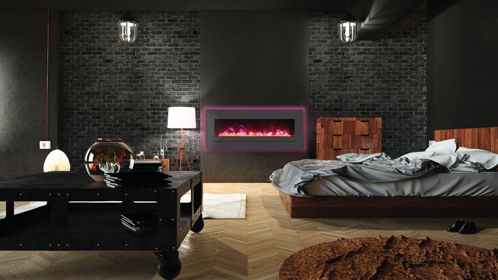 Amantii Amantii Wall/Flush-Mount 48" Electric Fireplace w/ Steel Surround WM-FML-48-5523-STL Fireplace Finished - Electric