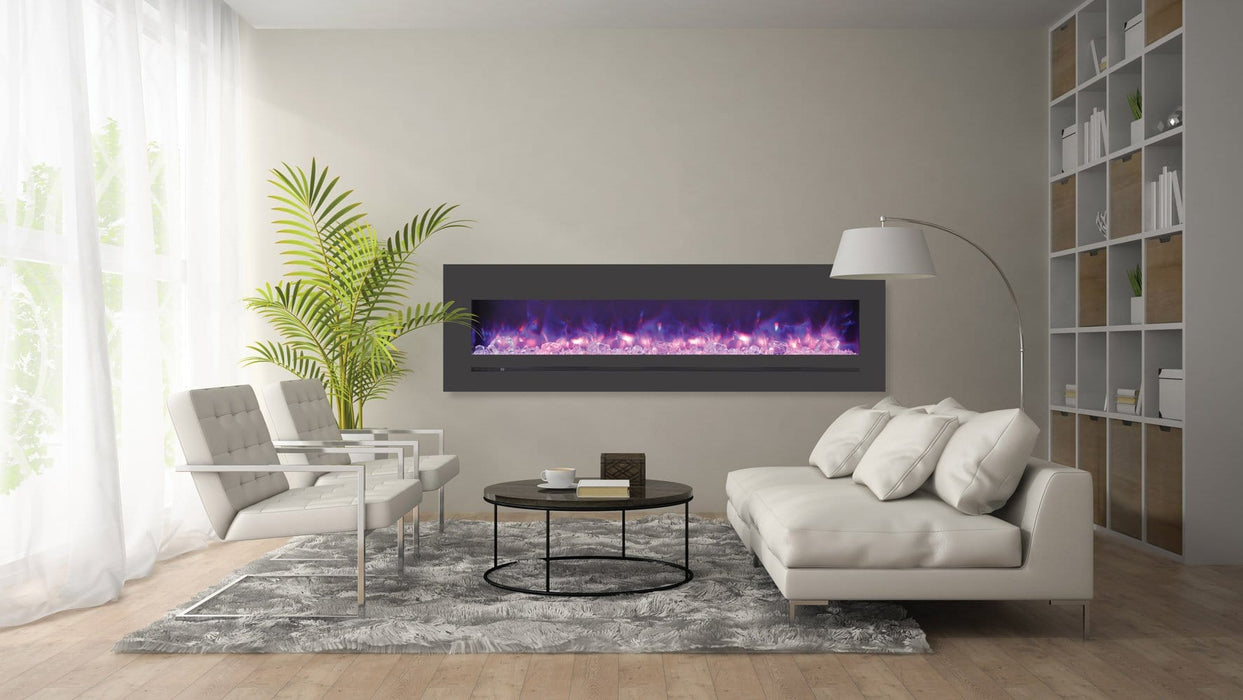 Amantii Amantii Wall/Flush-Mount 72" Electric Fireplace w/ Steel Surround WM-FML-72-7823-STL Fireplace Finished - Electric