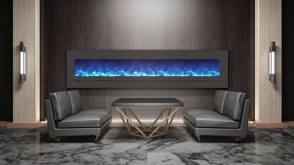 Amantii Amantii Wall/Flush-Mount 88" Electric Fireplace w/ Steel Surround WM-FML-88-9623-STL Fireplace Finished - Electric