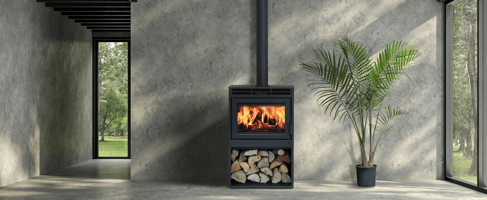 Ambiance Ambiance Fireplaces Novo 38 Freestanding Stove Fireplace Finished - Wood