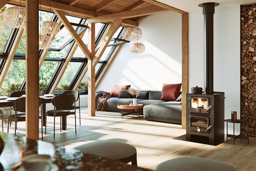 Ambiance Nectre N350 Baker's Oven & Wood Stove (Medium) GD-N350 Fireplace Finished - Wood