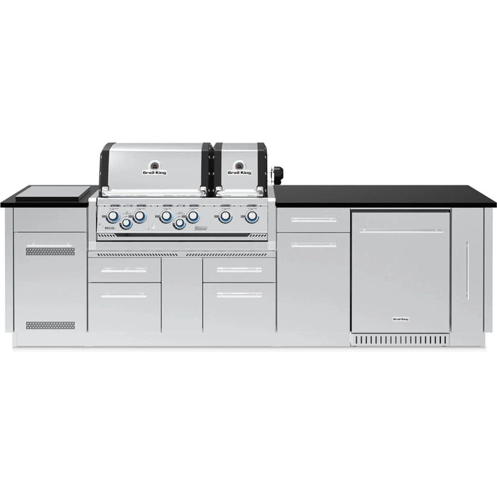 Broil King Broil King 10 ft. Outdoor Kitchen Island with Imperial S 690iF & Refrigerator Barbecue Finished - Gas