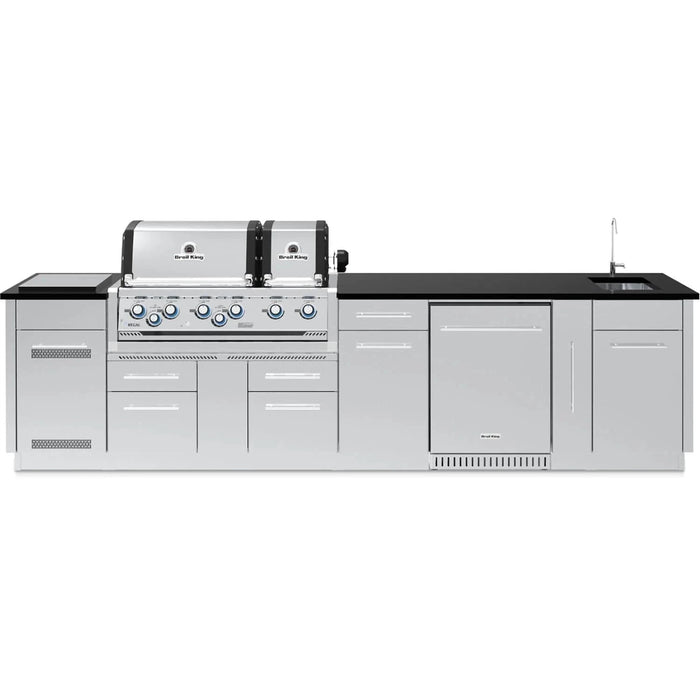 Broil King Broil King 12-3/4 ft. Outdoor Kitchen Island with Imperial S 690iH Gas Grill & Refrigerator Barbecue Finished - Gas