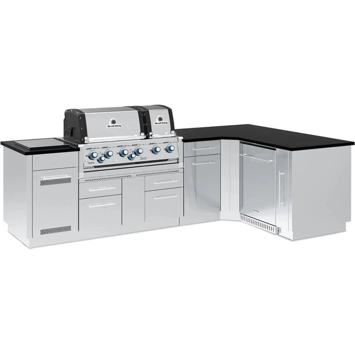 Broil King Broil King 7-1/2 ft. Outdoor Kitchen Island with Imperial S 690G & Refrigerator Barbecue Finished - Gas