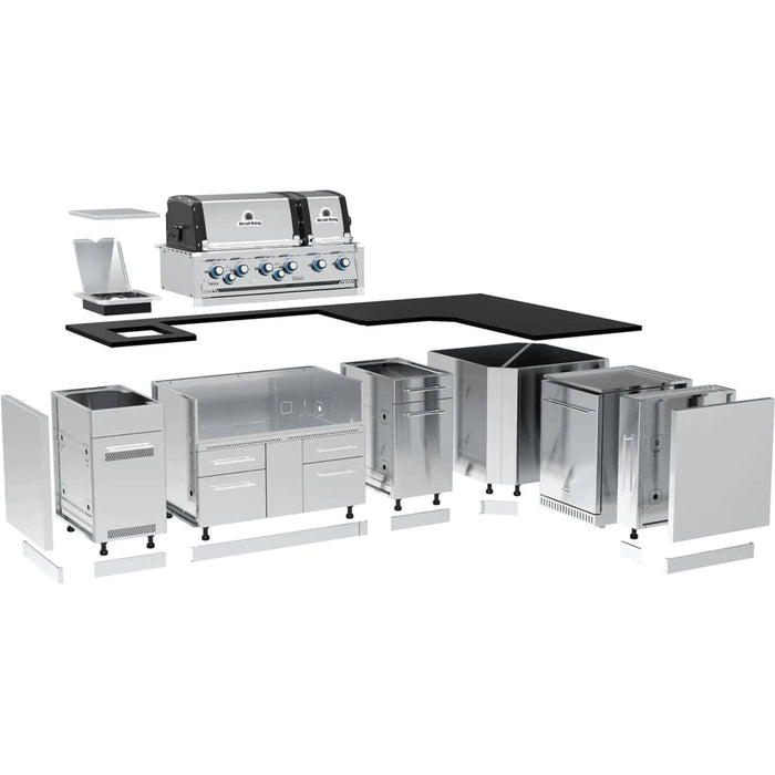 Broil King Broil King 7-1/2 ft. Outdoor Kitchen Island with Imperial S 690G & Refrigerator Barbecue Finished - Gas