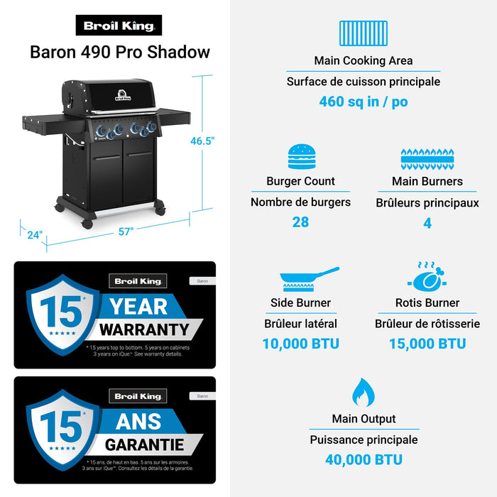 Broil King Broil King Baron 490 PRO Shadow Gas Grill Barbecue Finished - Gas