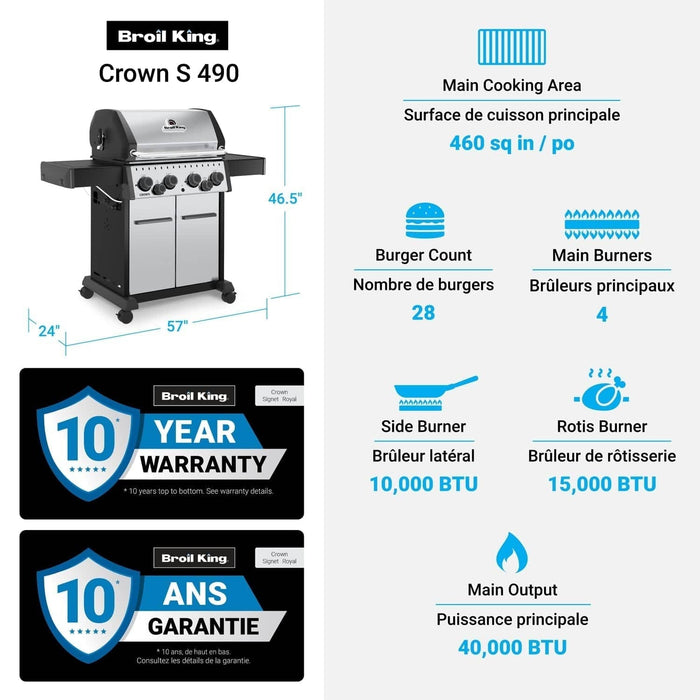 Broil King Broil King Crown S490 Gas Grill Barbecue Finished - Gas