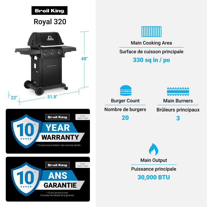 Broil King Broil King Royal 320 Shadow Gas Grill Barbecue Finished - Gas