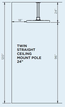 Bromic Heating Bromic Eclipse Electric Ceiling Pole (24" Twin Straight) - BH3230003 BH3230003 Outdoor Parts