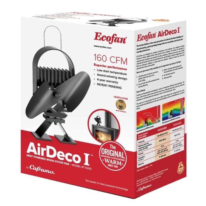 Caframo Caframo Ecofan AirDeco I 160 CFM Wood Stove Fan (Black) - 8203CAXBX 8203CAXBX Fireplace Accessories