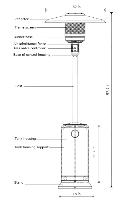 Chadwicks & Hacks Brasa Outdoor Lifestyle Patio Heater (Propane - Stainless Steel) BOL-HSS-A-SS Outdoor Finished