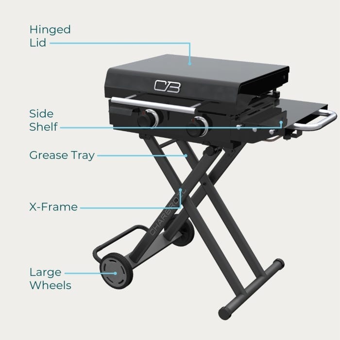 Charbroil Char Broil Performance Series 22" Folding Cart 2 Burner Portable Propane Gas Griddle 463711223 Barbecue Finished - Gas 47362371126
