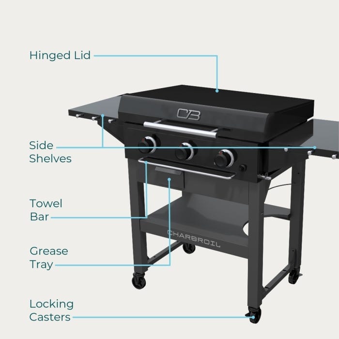Charbroil Char Broil Performance Series 28" XL Propane Gas Griddle With Cart 3 Burner Flat Top Grill 463258924 Barbecue Finished - Gas 47362325891