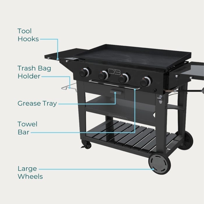 Charbroil Char Broil Performance Series 36" Propane Gas Griddle with Cart 4 Burner Flat Top Grill 463259124 Barbecue Finished - Gas 047362325914