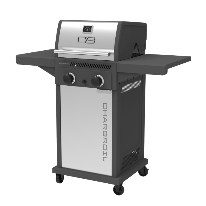 Charbroil Char Broil Performance Series FlavorMax 2 Burner Gas Grill Cabinet with Foldable Side Shelves Gray Stainless 466661525 Barbecue Finished - Gas 47362666154