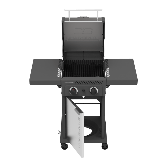 Charbroil Char Broil Performance Series FlavorMax 2 Burner Gas Grill Cabinet with Foldable Side Shelves Gray Stainless 466661525 Barbecue Finished - Gas 47362666154