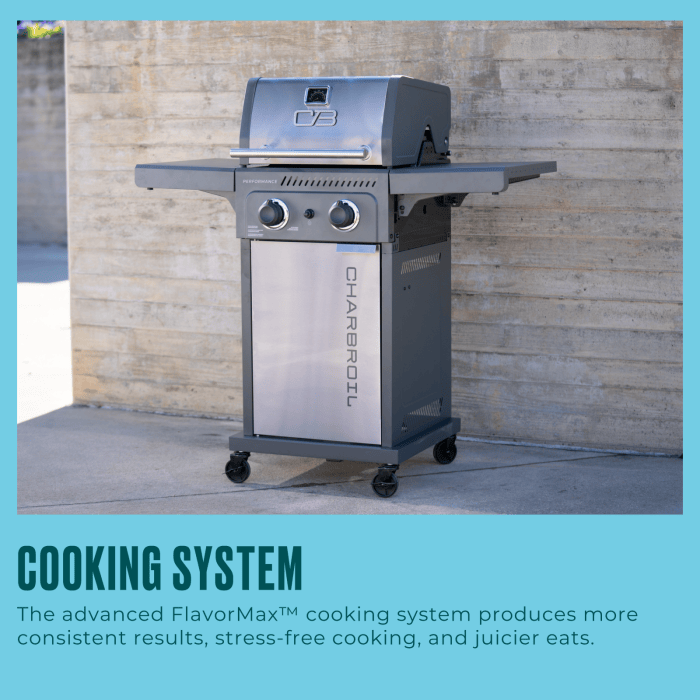 Charbroil Char Broil Performance Series FlavorMax 2 Burner Gas Grill Cabinet with Foldable Side Shelves Gray Stainless 466661525 Barbecue Finished - Gas 47362666154