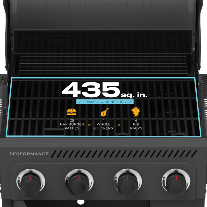 Charbroil Char Broil Performance Series FlavorMax 4 Burner Gas Grill Cabinet with Side Burner Barbecue Finished - Gas