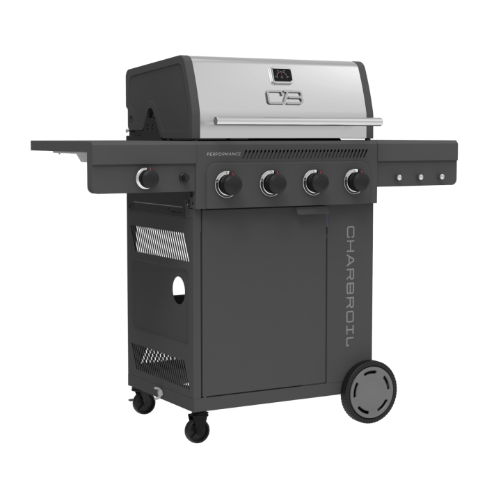 Charbroil Char Broil Performance Series FlavorMax 4 Burner Gas Grill Cabinet with Side Burner Barbecue Finished - Gas