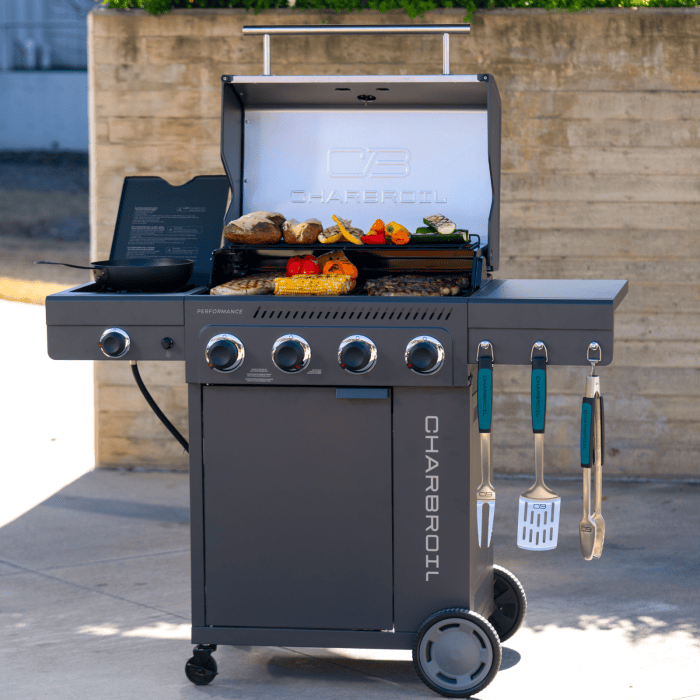 Charbroil Char Broil Performance Series FlavorMax 4 Burner Gas Grill Cabinet with Side Burner Barbecue Finished - Gas