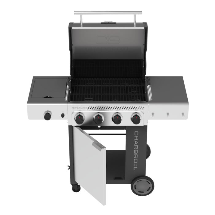 Charbroil Char Broil Performance Series FlavorMax 4 Burner Gas Grill Cabinet with Side Burner Barbecue Finished - Gas