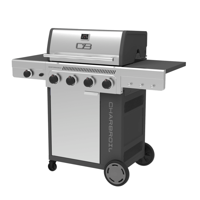 Charbroil Char Broil Performance Series FlavorMax 4 Burner Gas Grill Cabinet with Side Burner Barbecue Finished - Gas