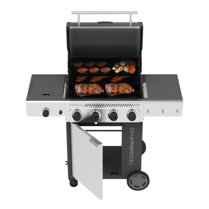Charbroil Char Broil Performance Series FlavorMax 4 Burner Gas Grill Cabinet with Side Burner Barbecue Finished - Gas