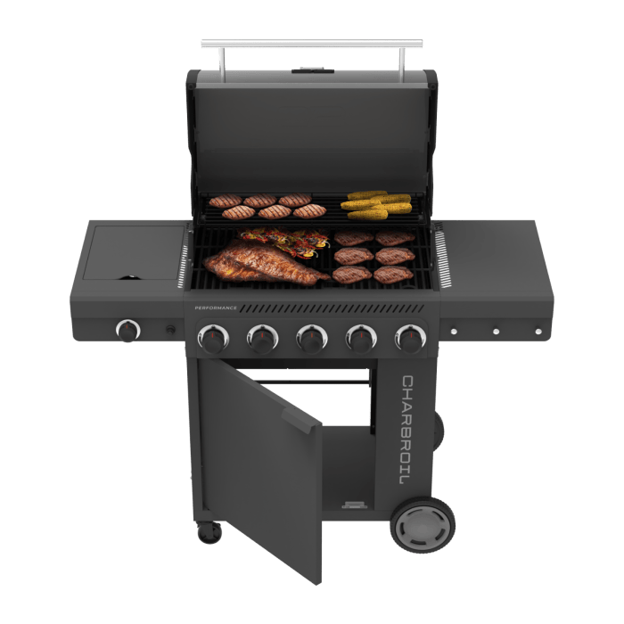 Charbroil Char Broil Performance Series FlavorMax™ 5 Burner Gas Grill Cabinet with Side Burner Gray 466834225 Barbecue Finished - Gas 047362683427