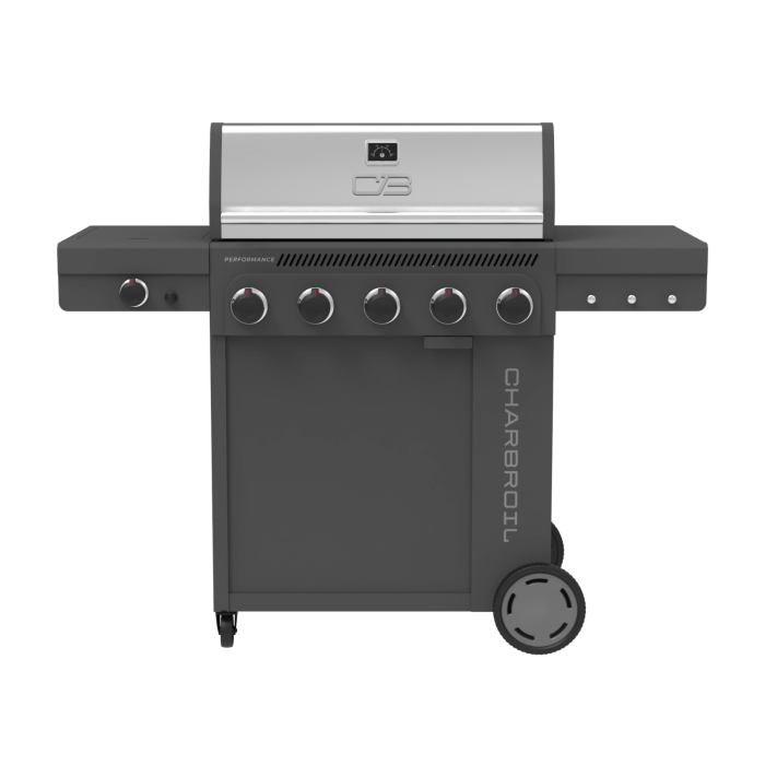 Charbroil Char Broil Performance Series FlavorMax™ 5 Burner Gas Grill Cabinet with Side Burner Gray 466834225 Barbecue Finished - Gas 047362683427