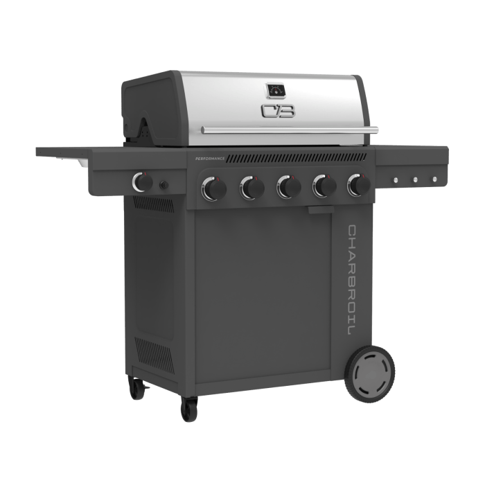 Charbroil Char Broil Performance Series FlavorMax™ 5 Burner Gas Grill Cabinet with Side Burner Gray 466834225 Barbecue Finished - Gas 047362683427