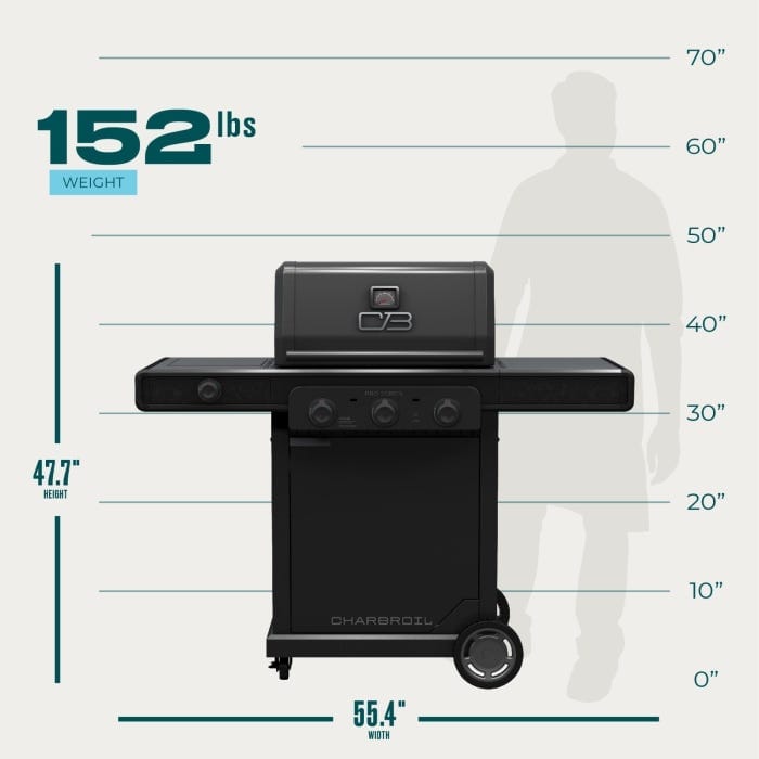 Charbroil Char Broil Pro Series 3-Burner Gas Grill with Side Burner 463366724 Barbecue Finished - Gas 47362336675
