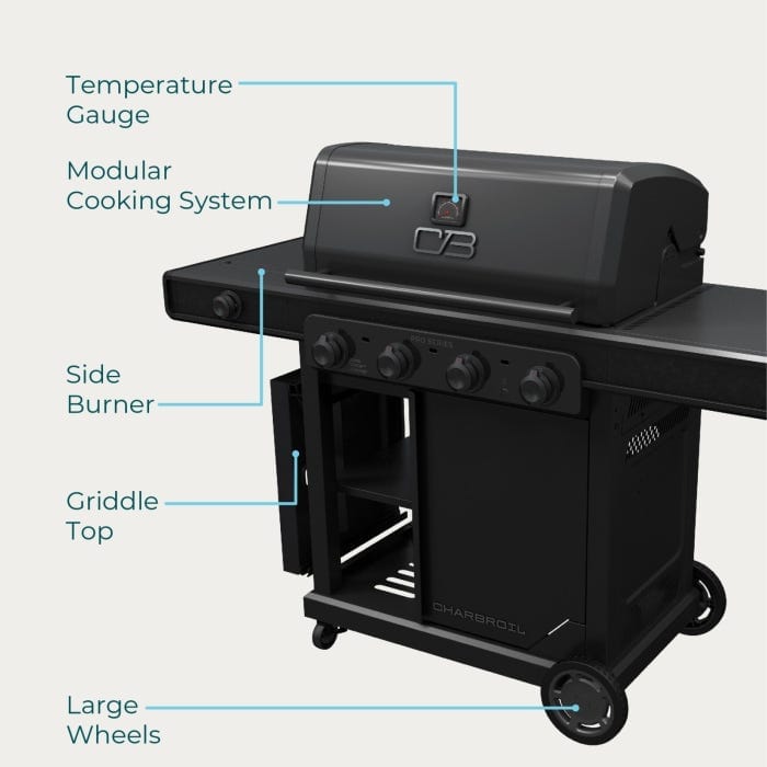 Charbroil Char Broil Pro Series 4-Burner Gas Grill with Side Burner 463281024 Barbecue Finished - Gas 47362328106
