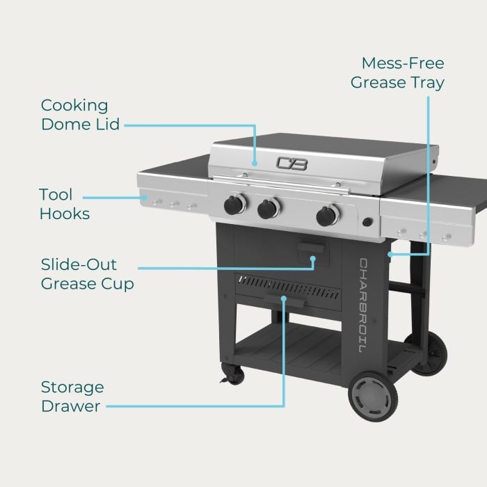 Charbroil Char Broil Versa-Tile 28" 3-Burner All-in-one Cooking Station 466217525 Barbecue Finished - Gas 47362621757