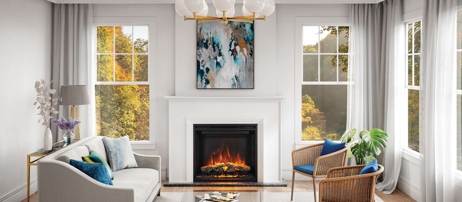 Continental Fireplaces Continental CEFB36H-BS Electric Fireplace Insert CEFB36H-BS-1 Fireplace Finished - Electric